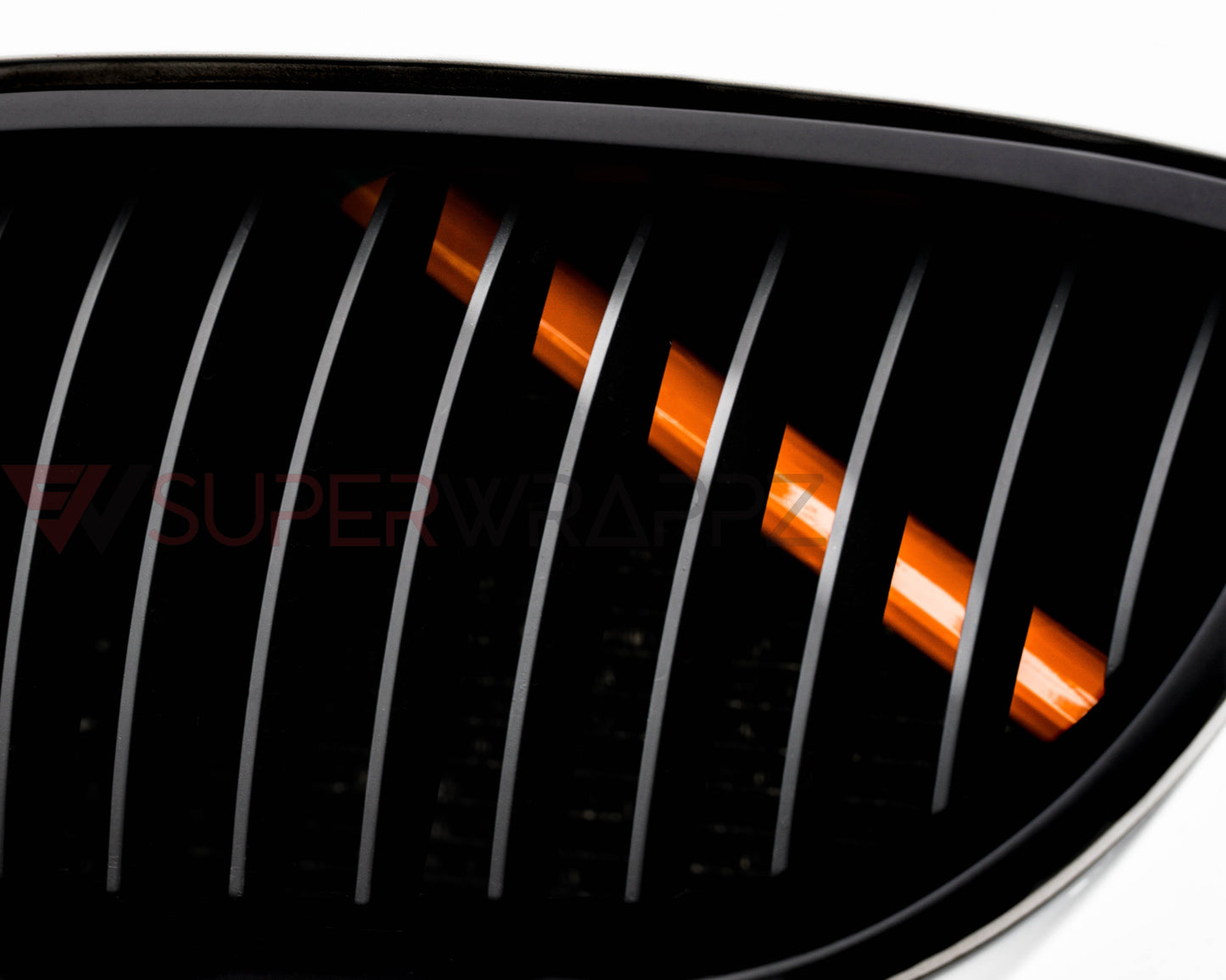 Neon Orange Fluorescent V-Brace/Crash Bar Grille Accent Strips for BMW F & G Series | Kidney Grill/Grille Bar Decal Sticker Wrap Overlay | M Performance Style Removable Vinyl 30x7cm Pair | UK Made