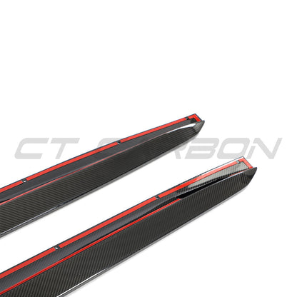 BMW X5M F95 & X6M F96 2019+ Carbon Fibre Side Skirts – Side Splitters, Sill/Rocker Panel Extensions, Side Blades (Gloss Pre-Preg) | CT Design by CT Carbon