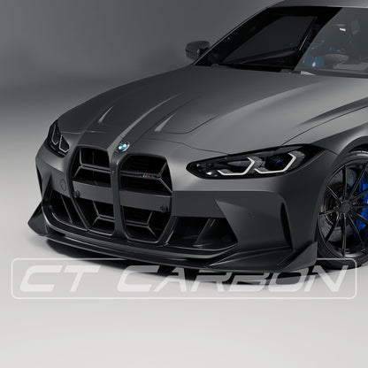 BMW M3 & M4 G80/G82/G83 CSL Style Carbon Fibre Front Lip Splitter Spoiler (Front Bumper Lip/Chin Spoiler) 2021+ | CT Carbon