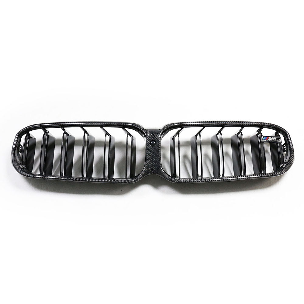 BMW F90 M5 / G30 G31 5 Series LCI Facelift Carbon Fibre/Fiber Kidney Grille/Grill Set – Gloss Carbon M Look Front Radiator Grill Replacement Upgrade | CT Carbon Aftermarket Front Intake Trim (Saloon & Touring)