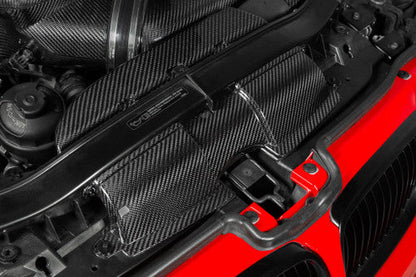 Eventuri Gloss Carbon Fibre/Fiber Front Air Guides, Intake Ducts & Radiator Cooling Shrouds (Snorkels) for BMW M3 E90 E92 E93 E9X S65 V8 - OEM Replacement Engine Bay Ducting Set/Kit