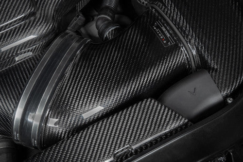 Eventuri Gloss Carbon Fibre/Fiber Front Air Guides, Intake Ducts & Radiator Cooling Shrouds (Snorkels) for BMW M3 E90 E92 E93 E9X S65 V8 - OEM Replacement Engine Bay Ducting Set/Kit