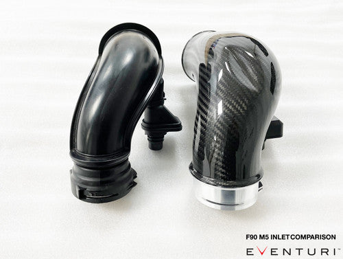 Eventuri Carbon Fibre Turbo Inlets for BMW F90 M5 & F92 M8 (S63)  High-Flow Intake Upgrade, Faster Spool, OEM+ Fit, Works with Stock Airboxes & Eventuri Intake