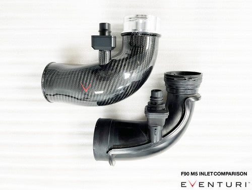 Eventuri Carbon Fibre Turbo Inlets for BMW F90 M5 & F92 M8 (S63)  High-Flow Intake Upgrade, Faster Spool, OEM+ Fit, Works with Stock Airboxes & Eventuri Intake