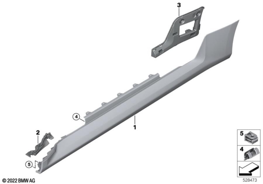 Genuine BMW G87 M2 Coupe Left/LH Sill Trim (Nearside) – Primed Paint-Ready Door Sill Cover, Rocker Panel Moulding, Threshold/Scuff Cover – OEM Side Skirt Protector – Part 51777887597 – 2023+