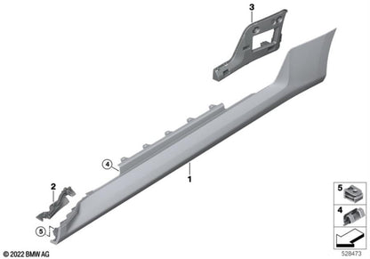 Genuine BMW G87 M2 Coupe Left/LH Sill Trim (Nearside) – Primed Paint-Ready Door Sill Cover, Rocker Panel Moulding, Threshold/Scuff Cover – OEM Side Skirt Protector – Part 51777887597 – 2023+