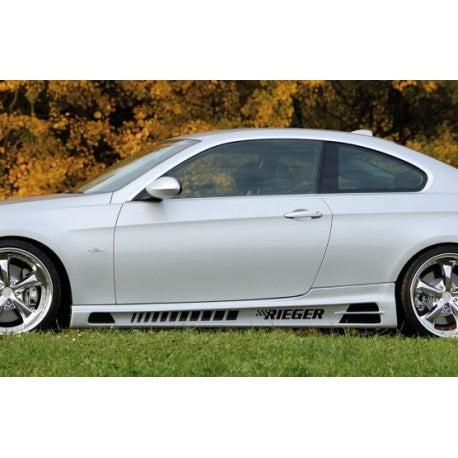 Rieger Tuning Side Skirts / Rocker Panels / Side Sills for BMW 3 Series E92 E93 (2005-2013) Coupe & Convertible - Fits 330i 335i M3 - ABS - Carbon Look or Matt Black - With Mesh & Fitting Kit - Side Skirt Extensions Aero Body Kit E9x