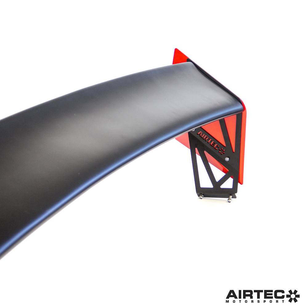 Ford Fiesta ST Mk7 (2013-2017) Rear Wing Spoiler Big Wing - AIRTEC Motorsport Boot Lid/Tailgate Aerofoil for ST180 ST200 | High Level Hatchback Spoiler | Satin Black Blade, Gloss Black/Race Red/Frozen White Endplates | UK-Made Track Day Upgrade