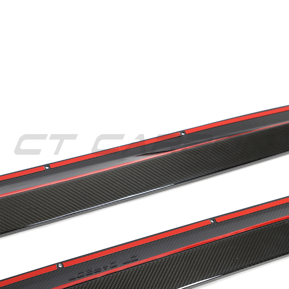 CT Design Carbon Fibre/Fiber Side Skirts / Side Skirt Extensions for BMW X5M F95 & X6M F96 (2019+) - Gloss Carbon Pre-Preg Side Splitters Rocker Panel Sill Extensions Aero Blades