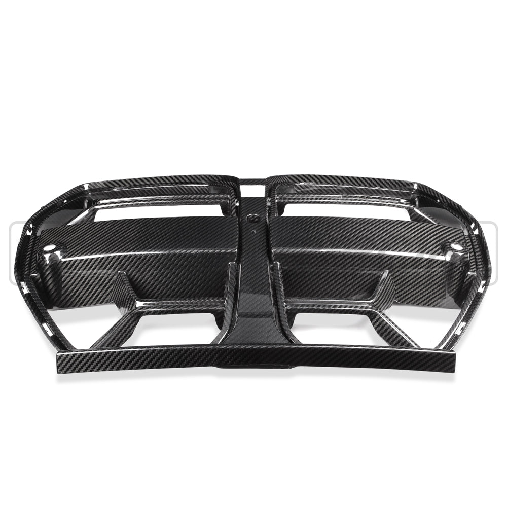 BMW M3/M4 2021+ G80 G82 G83 CSL Style Gloss Carbon Fibre/Carbon Fiber Kidney Grille | Front Bumper Grill Upgrade – CT Carbon Pre-Preg G8X Nose Panel Intake Surround Mesh Replacement
