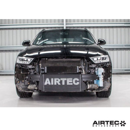 AIRTEC Motorsport Front Mount Intercooler / Charge Cooler Kit for Audi RSQ3 8U (RS Q3 2.5 TFSI, 2013-2018) - Pro-Series 90mm Single Pass Bar & Plate Core, Black - Direct Fit FMIC Upgrade with Integrated Crash Bar - Uprated Stage 1/2 Cooling