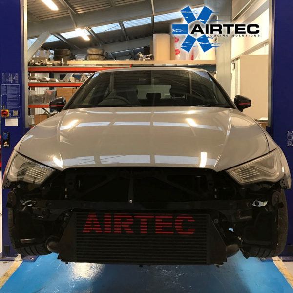 AIRTEC Front Mount Intercooler / Charge Cooler Kit for Audi RS3 8V 2.5 TFSI (2015-2018) - 100mm Bar-and-Plate Big Core, Direct-Fit Bolt-On FMIC, Pro-Series Black - Stage 1/2 Performance Cooling Upgrade, Heat Soak Fix
