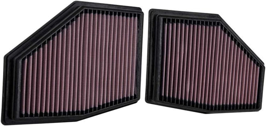 K&N 33-3155 Performance Panel Air Filters Pair | Washable Reusable OEM Drop-In Engine Air Cleaner | BMW M550i xDrive, 750i, M850i (5/7/8 Series) 4.4L V8 Twin-Turbo (N63) | G30 G11/G12 G14/G15/G16 Intake Filter Set
