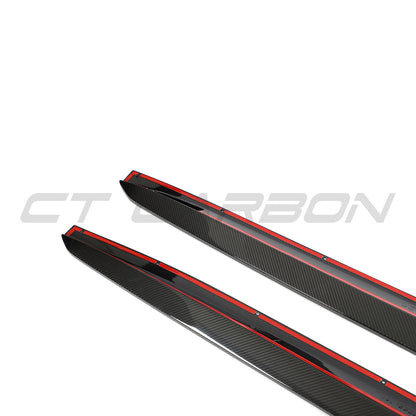 BMW X5M F95 & X6M F96 2019+ Carbon Fibre Side Skirts – Side Splitters, Sill/Rocker Panel Extensions, Side Blades (Gloss Pre-Preg) | CT Design by CT Carbon