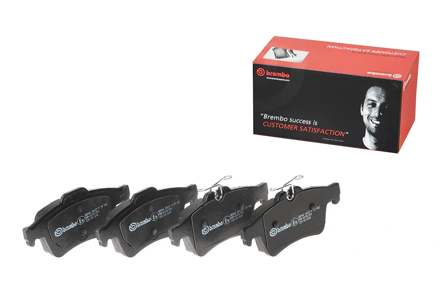 Genuine Brembo P-59-042 P 59 042 P59042 Brake Pad Set - Disc Pads for Teves/ATE Calipers 123x52x17mm - OEM Spec Replacement, Wear Sensor Slot/Indicator Ready - Car Brake Pads UK