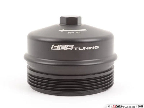 BMW S55 Oil Filter Housing Cap Lid Cover Top - Billet Aluminium/Aluminum CNC Black Anodized/Anodised | M2 Competition (M2C) M3 M4 F80 F82 F83 F87 | Direct Replacement | OE 11427525334 | ECS Tuning