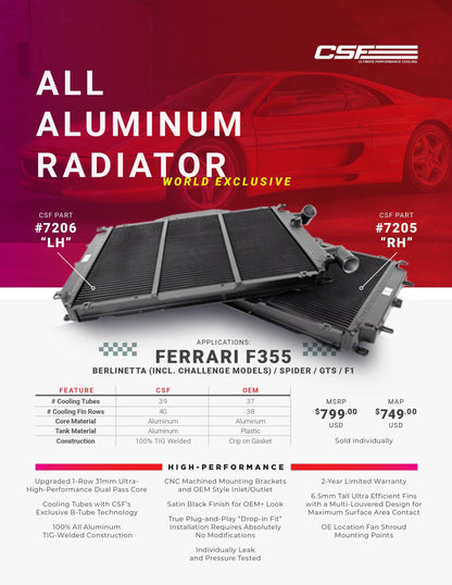 CSF 94-99 Ferrari F355 High-Performance All-Aluminum Radiator (RH)