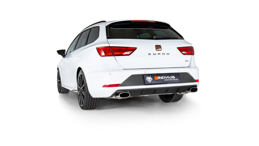 Remus GPF-Back Exhaust for Seat Leon Cupra 2.0 TSI 5F ST Estate (2018+) | 70mm Stainless | Dual 142x72mm Chrome Oval Tips | EEC Approved | For Non-GPF Models