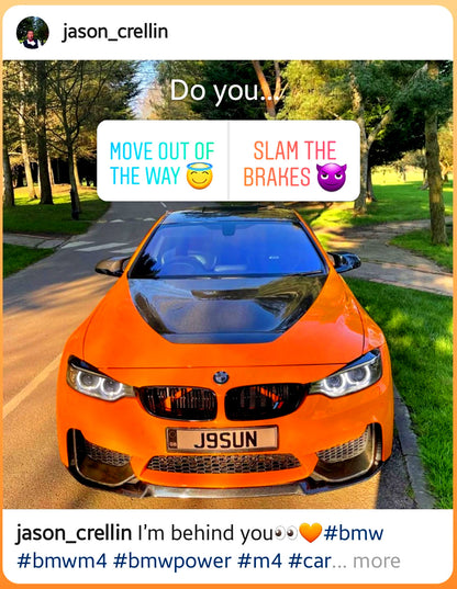 Neon Orange Fluorescent V-Brace/Crash Bar Grille Accent Strips for BMW F & G Series | Kidney Grill/Grille Bar Decal Sticker Wrap Overlay | M Performance Style Removable Vinyl 30x7cm Pair | UK Made