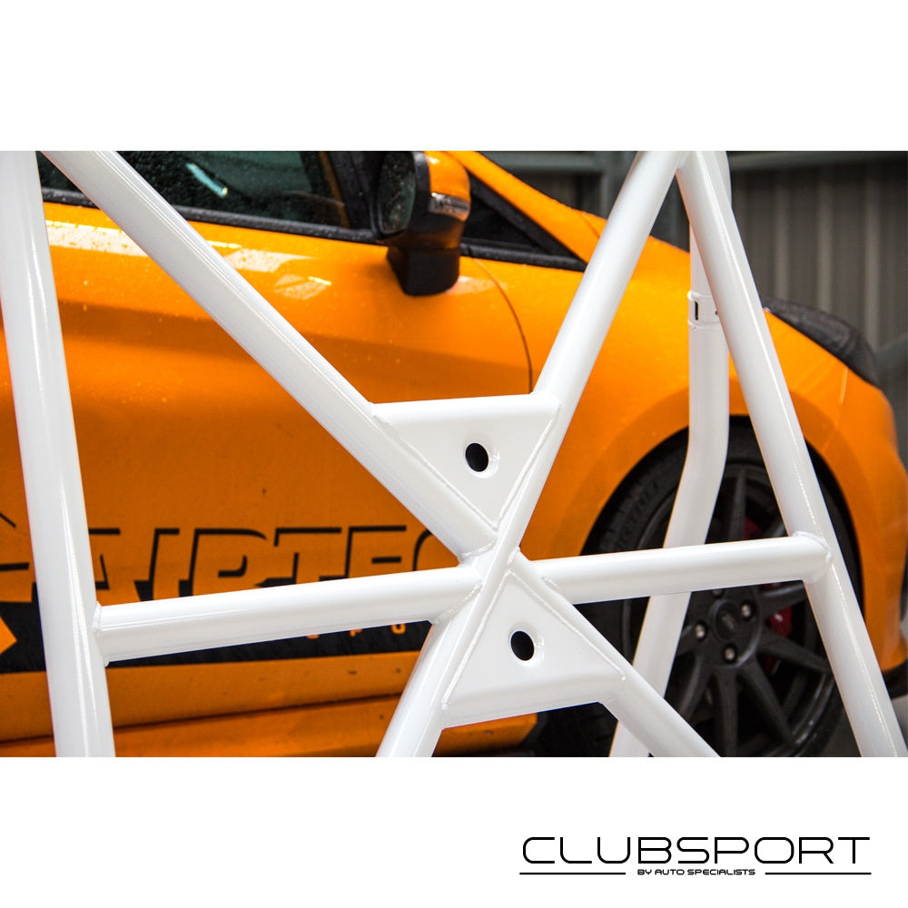 AutoSpecialists Clubsport Rear Half Roll Cage / Roll Hoop for Ford Fiesta Mk8 & Fiesta ST Mk8 (1.5 EcoBoost, 1.0 EcoBoost) - Bolt-In / Bolt On, No Drilling, No Welding, OEM Seatbelt Mounts, E355+N CDS Steel Track Day Interior Cage / Rear Brace