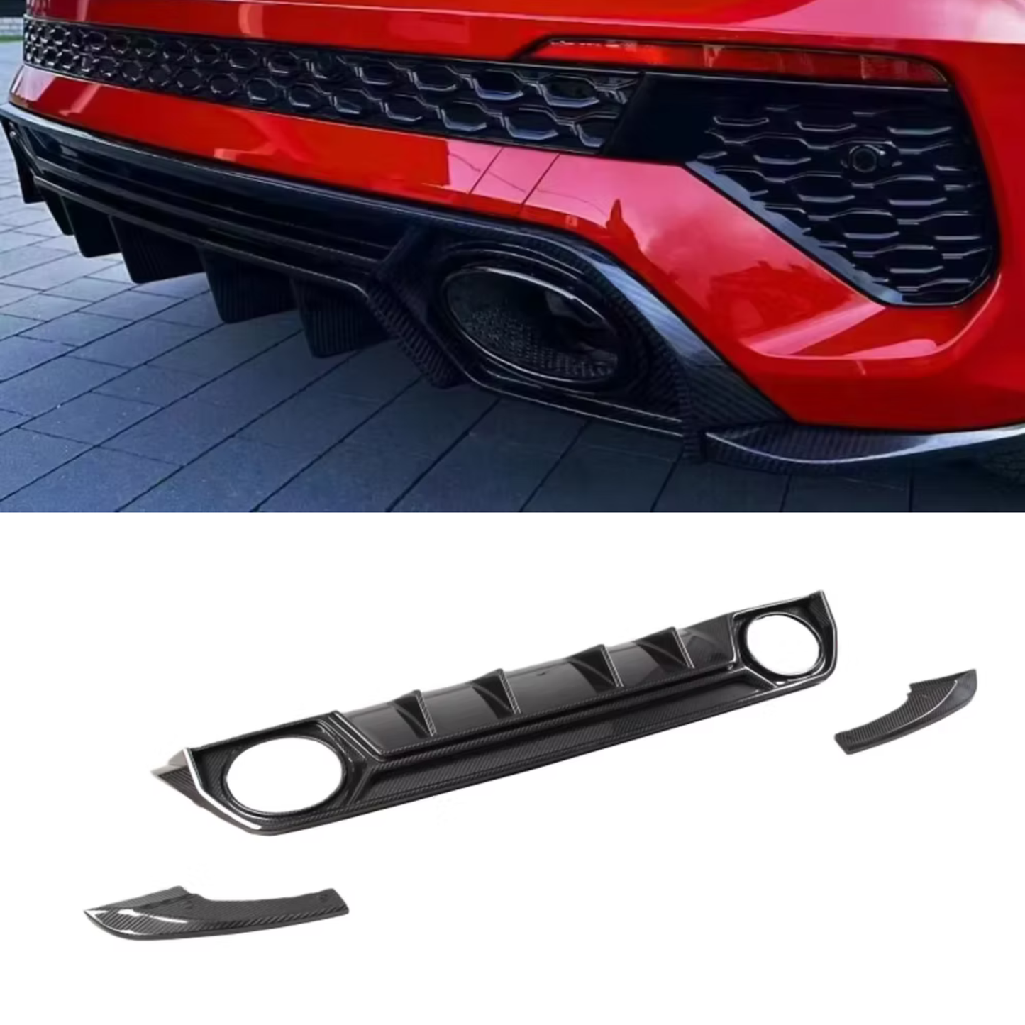 Audi RS3 8Y 2021+ Carbon Fiber Rear Diffuser Kit V2