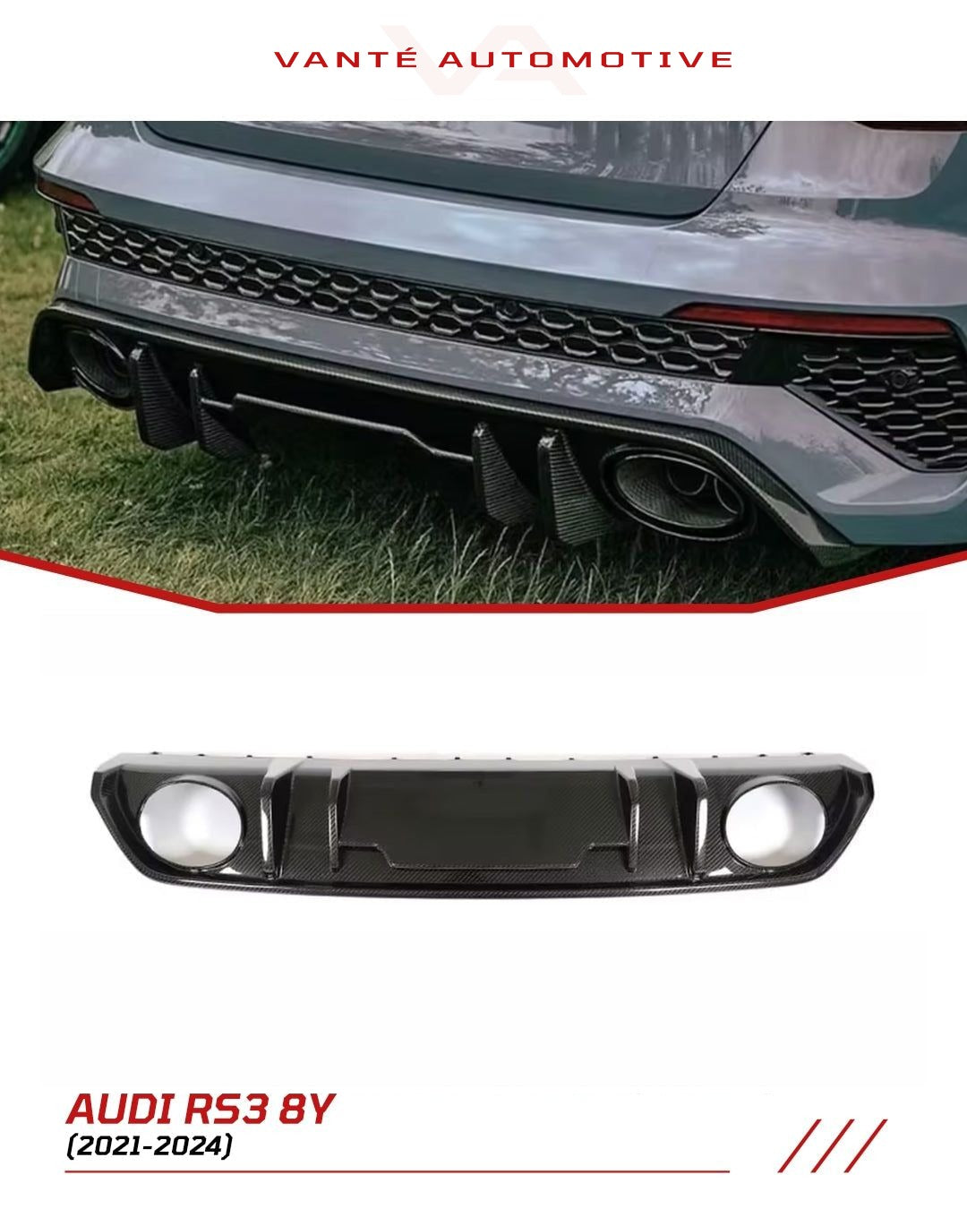 Audi RS3 8Y 2021+ Carbon Fiber Rear Diffuser Kit