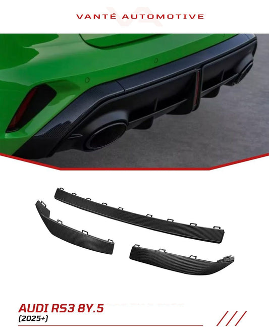 Audi RS3 8Y.5 Carbon Fiber Rear Bumper Diffuser Splitter Replacement Trim