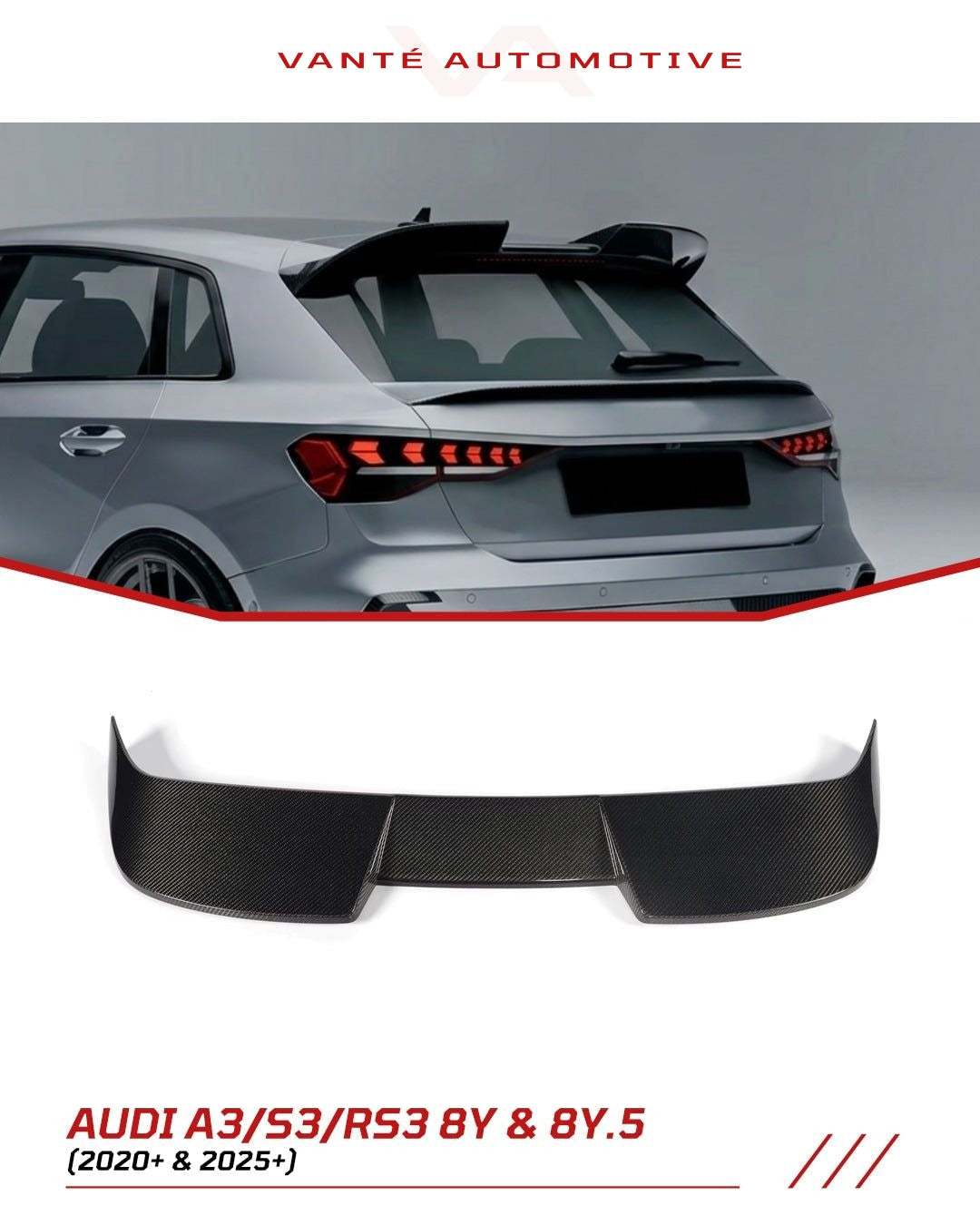 Audi A3/S3/RS3 8Y Carbon Fiber Rear Spoiler Wing