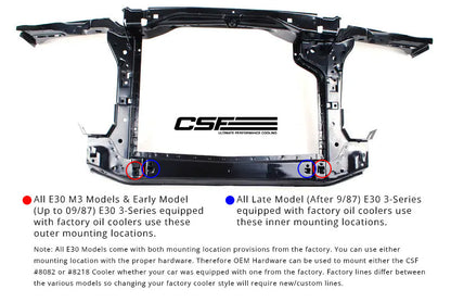 CSF BMW E30 Oil Cooler w/ fittings for OEM style and AN-10 male connections