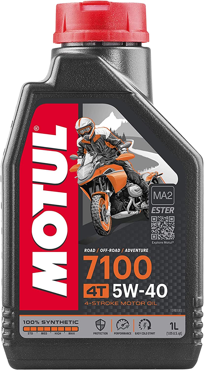 Motul 7100 4T 5W-40 Fully Synthetic Ester Motorcycle Engine Oil 1L | JASO MA2 Wet Clutch Safe | High Performance 4-Stroke Racing