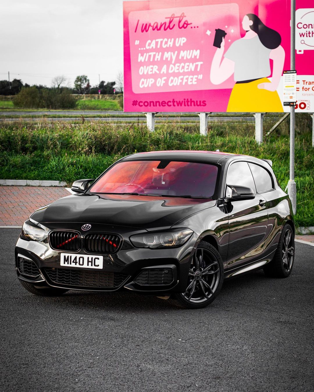 Light-Reactive Red V-Brace Wrap Sticker for BMW – Reflective Glow Front Crash Bar / Grille/Grill Bar Vinyl Decal Overlay Kit (2 Strips) | Kidney Grille Accent | Engine Bay Front Brace Cover | V-Bar Sticker | Slam Panel Accent | Radiator Support Wrap