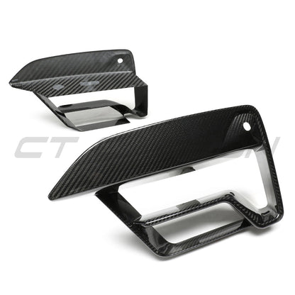BMW M5 F90 LCI 2021-2024 Dry Carbon Fibre Front Bumper Air Duct Vent Covers / Intake Surrounds | CT Carbon Prepreg Grille Inlet Trim Overlays (Fits M5 & M5 Competition Facelift)