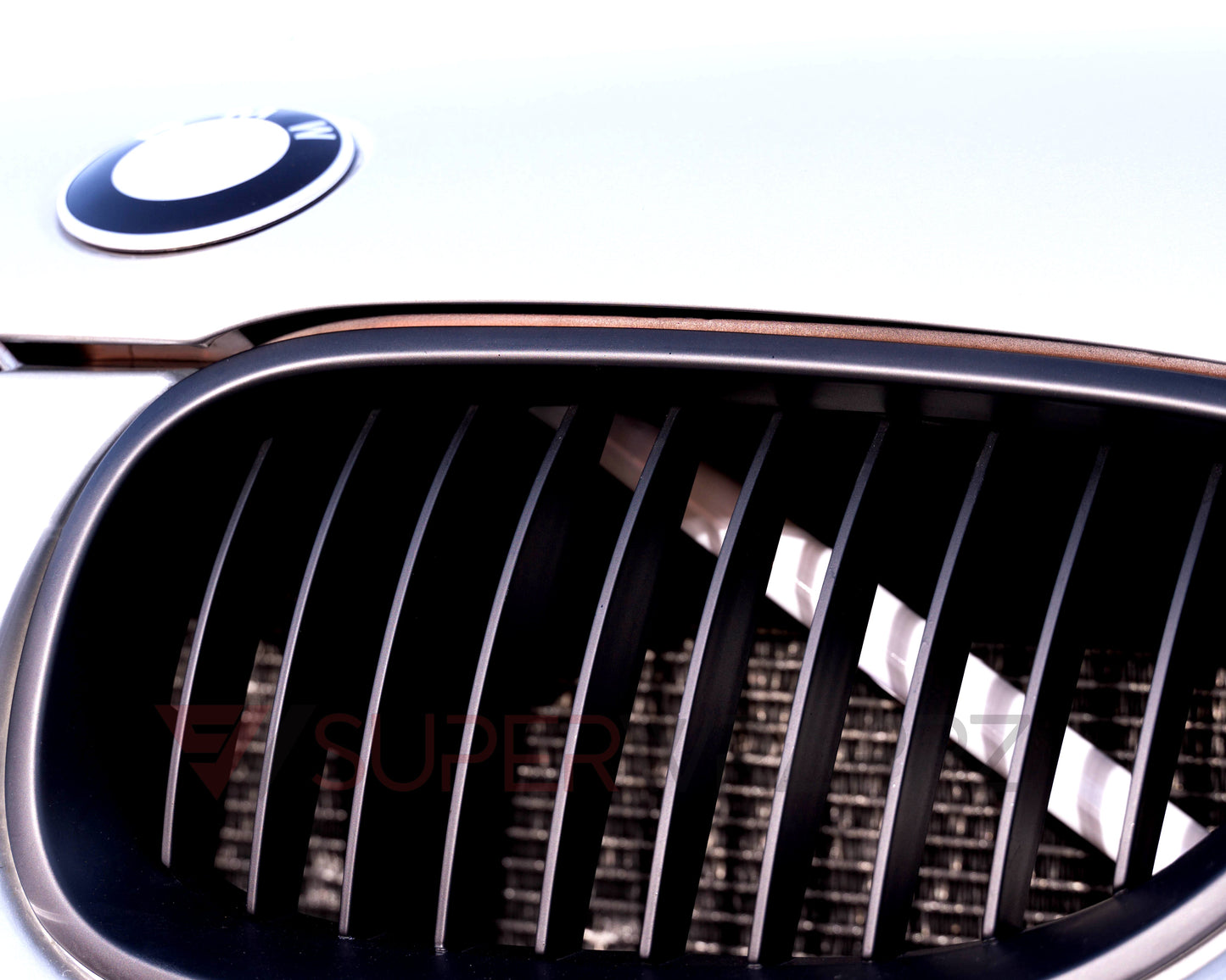 Glow White V-Brace/V-Support Decals for BMW – Kidney Grille V Bar Sticker Overlay Vinyl Wrap | Luminous Front Radiator Support/Crash Bar Accent Film | Glow Effect, DIY Removable, UK Made