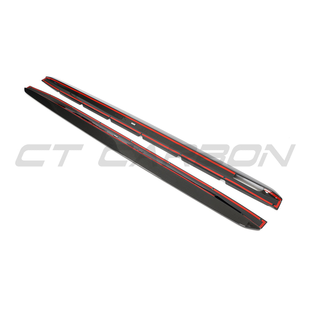 CT Design Carbon Fibre/Fiber Side Skirts / Side Skirt Extensions for BMW X5M F95 & X6M F96 (2019+) - Gloss Carbon Pre-Preg Side Splitters Rocker Panel Sill Extensions Aero Blades