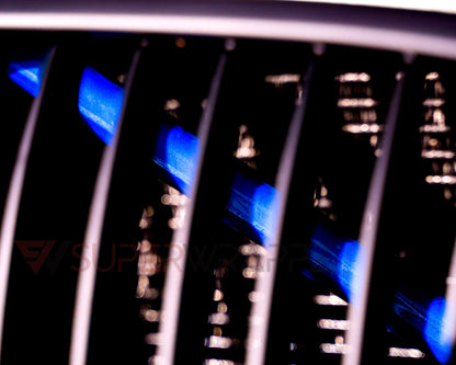 Blue Glow V-Brace/V-Bar Wrap for BMW – Light-Reactive Vinyl Decal/Sticker Overlay for Kidney Grille Cross Brace | Neon Blue Crash Bar Cover Accent Strips | Photo-Reactive Front Brace Styling Kit