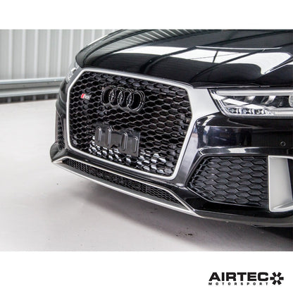 AIRTEC Motorsport Front Mount Intercooler / Charge Cooler Kit for Audi RSQ3 8U (RS Q3 2.5 TFSI, 2013-2018) - Pro-Series 90mm Single Pass Bar & Plate Core, Black - Direct Fit FMIC Upgrade with Integrated Crash Bar - Uprated Stage 1/2 Cooling