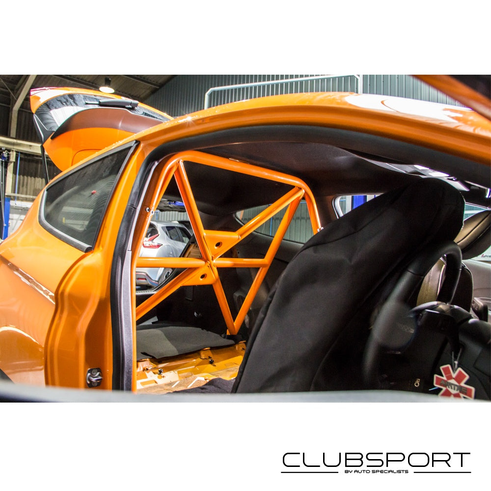 AutoSpecialists Clubsport Rear Half Roll Cage / Roll Hoop for Ford Fiesta Mk8 & Fiesta ST Mk8 (1.5 EcoBoost, 1.0 EcoBoost) - Bolt-In / Bolt On, No Drilling, No Welding, OEM Seatbelt Mounts, E355+N CDS Steel Track Day Interior Cage / Rear Brace