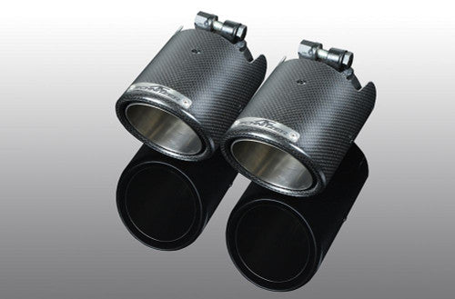 AC Schnitzer (ACS) 90mm Carbon Exhaust Tips for BMW M5 F90 – Quad Tailpipe Finishers/Trims, Matte Carbon Fibre Tip Set, Bolt-On OEM Fit