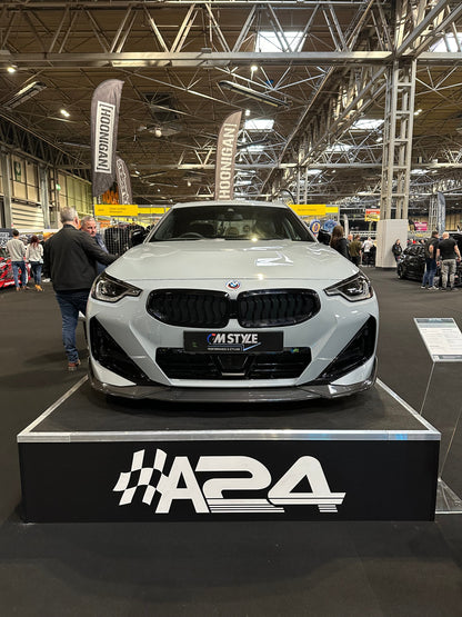 BMW 2 Series G42 Coupe Front Lip Spoiler Splitter – Carbon Fibre (Fiber) Gloss – 2022+ M240i & All Models – Chin Spoiler / Front Bumper Lip / Aero Valance – CT Design