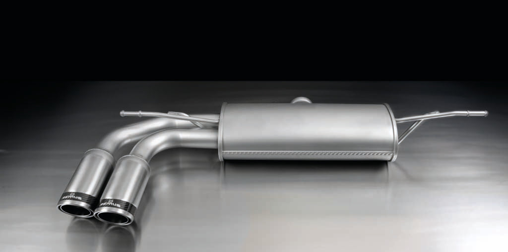 Remus Axle-Back Sports Exhaust Rear Silencer/Muffler Back Box (Left Exit) with Twin 84mm Carbon Fibre Race Tips for SEAT Leon FR Mk3 5F 1.4 TSI CHPA 90kW 2013-2016 – Stainless Steel – ECE Homologated – No GPF/OPF