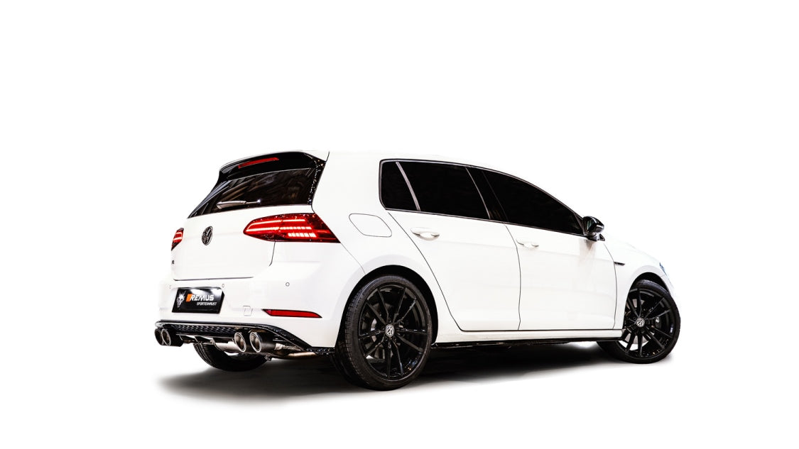 Remus GPF-Back Valved Exhaust System for Volkswagen Golf R 2.0 (2019+ Mk7, DNUE) - OE Valve Control, ECE Approved, Stainless Steel, 4x98mm Carbon Tip Options
