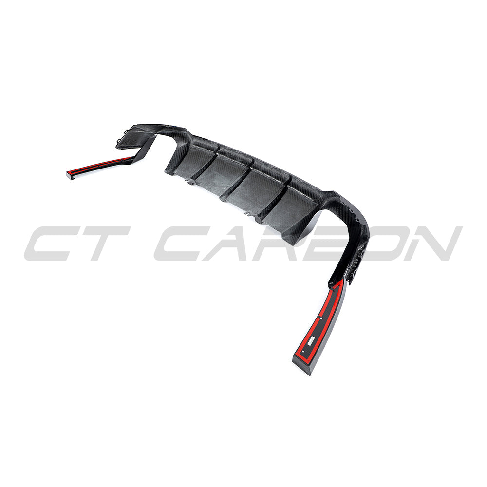 Audi RS4 Avant B9.5 (2020-2024) Carbon Fibre/Carbon Fiber Rear Diffuser / Rear Valance / Lower Bumper Insert – CT Design Pre-Preg Dry Carbon Gloss – Facelift RS4 Estate/Wagon Rear Splitter