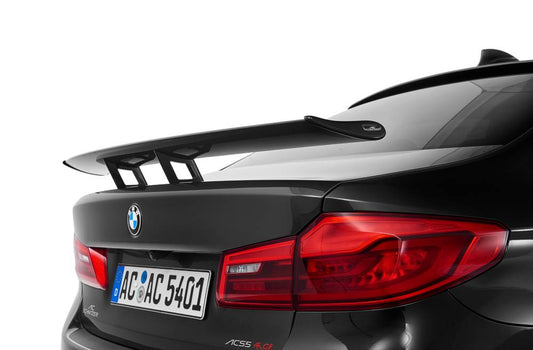 AC Schnitzer BMW M5 F90 Carbon Fibre/Fiber GT Rear Wing, Trunk/Bootlid Spoiler (2016-2019) - Decklid Mounted, Gloss Black Brackets/Mounts - High-Downforce Performance Aerofoil - Genuine Part 5162330210