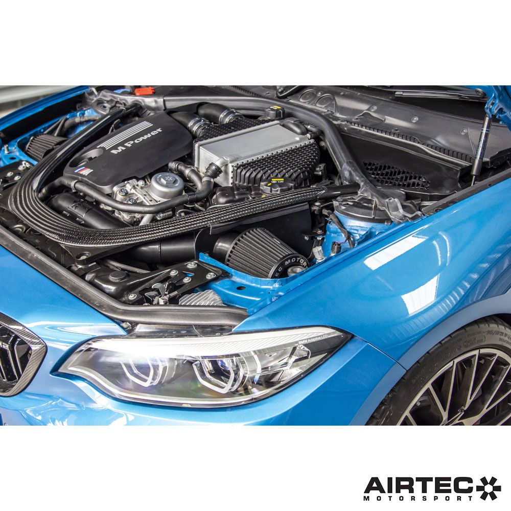 AIRTEC Motorsport S55 Cold Air Intake/Induction Kit - BMW M2 Competition (M2C) F87, M3 F80, M4 F82/F83 - Twin Cone Filters, Heat-Shielded Aluminium Piping, Direct Bolt-On Plug & Play CAI Upgrade, Washable Performance Air Filter System