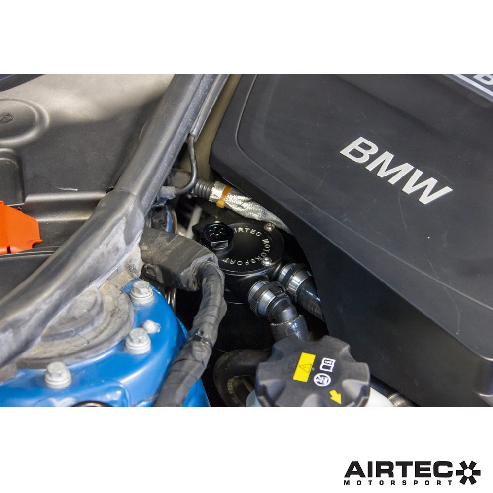 AIRTEC Motorsport BMW N55 Oil Catch Can / Catch Tank Crankcase Breather & PCV Oil Separator Kit - M135i M235i M2 (Non-Competition) F20 F21 F22 F87 | Baffled, Direct-Fit, Dipstick, Billet Bracket