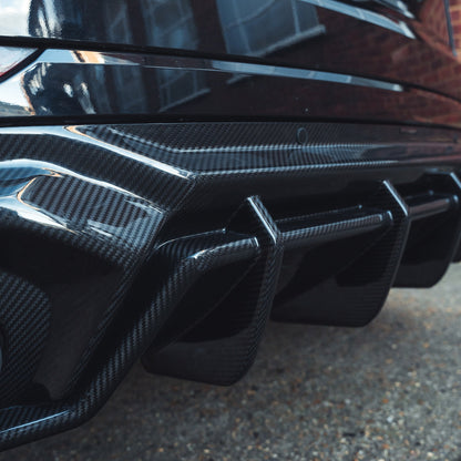Audi RS Q8 (RSQ8) Carbon Fibre/Fiber Rear Bumper Diffuser | Rear Valance & Lower Bumper Insert | Rear Apron/Undertray Trim | Gloss Pre-Preg Carbon OEM+ Aero Body Kit by CT Design | Fits 2020+