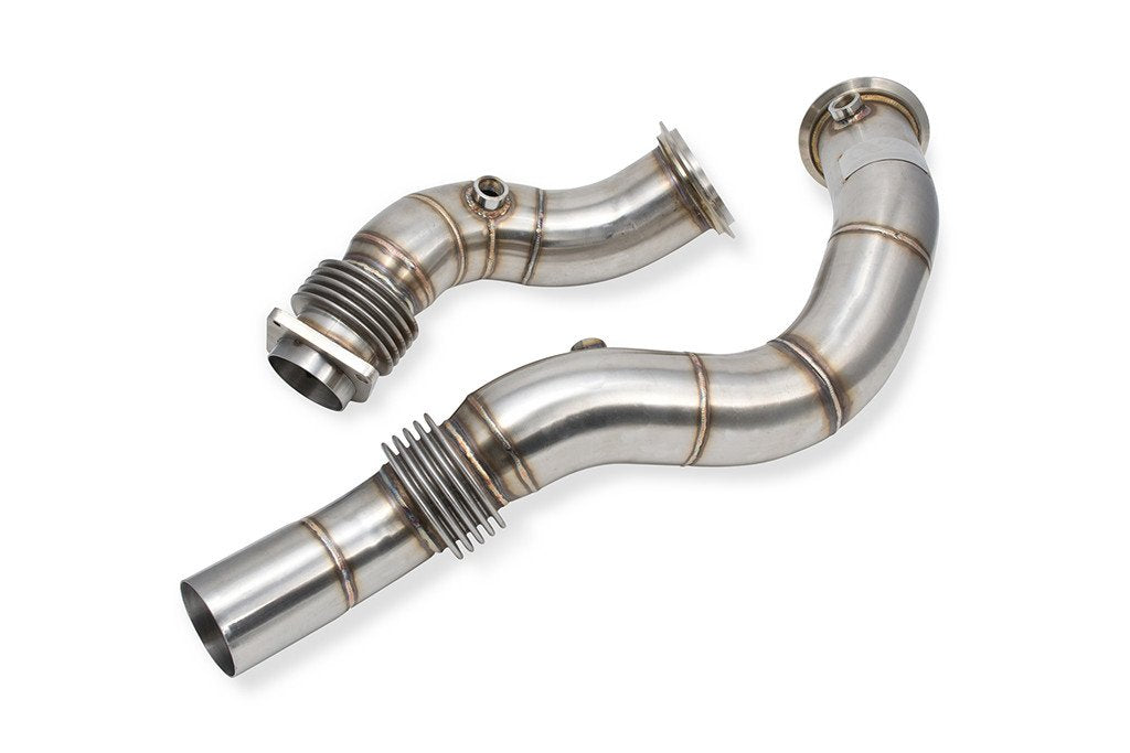 Active Autowerke (AA) BMW S55 Catless/Decat Downpipes (F80 M3, F82/F83 M4, F87 M2 Competition) - 304 Stainless, Flex Joints, Optional White Lightning Ceramic Coating - F8X Non-OPF