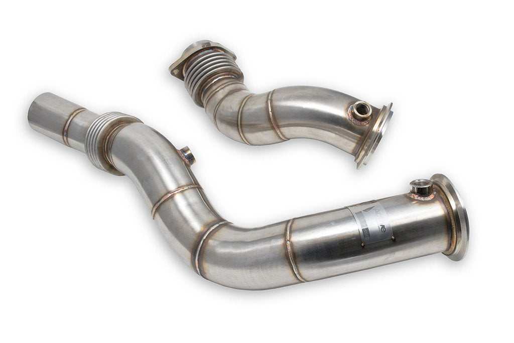 Active Autowerke (AA) BMW S55 Catless/Decat Downpipes (F80 M3, F82/F83 M4, F87 M2 Competition) - 304 Stainless, Flex Joints, Optional White Lightning Ceramic Coating - F8X Non-OPF
