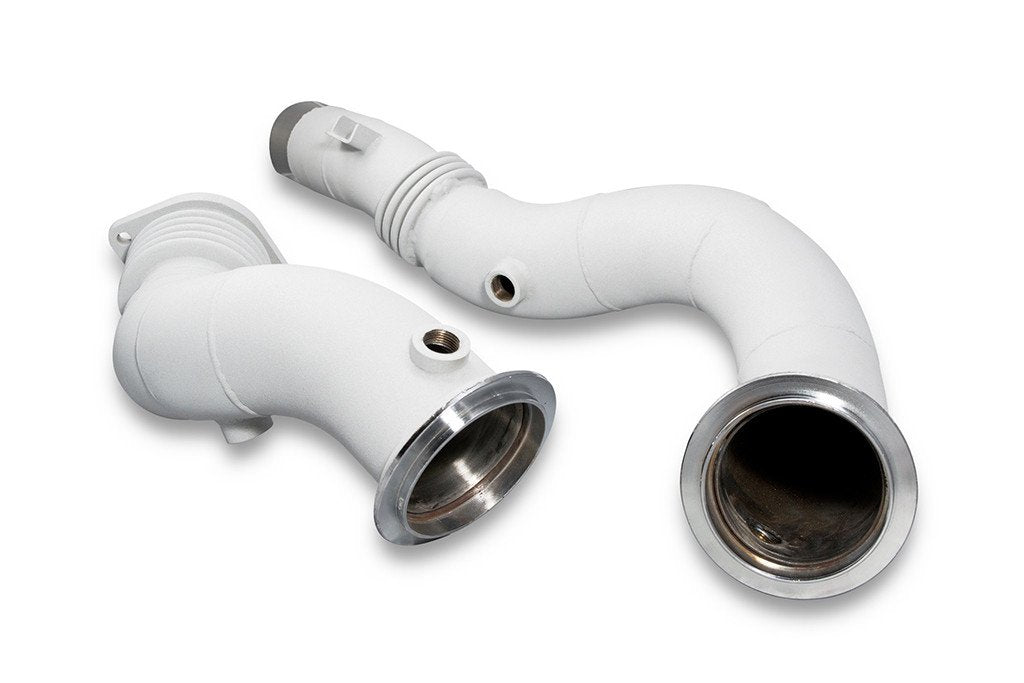 Active Autowerke (AA) BMW S55 Catless/Decat Downpipes (F80 M3, F82/F83 M4, F87 M2 Competition) - 304 Stainless, Flex Joints, Optional White Lightning Ceramic Coating - F8X Non-OPF