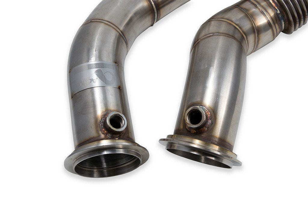 Active Autowerke (AA) BMW S55 Catless/Decat Downpipes (F80 M3, F82/F83 M4, F87 M2 Competition) - 304 Stainless, Flex Joints, Optional White Lightning Ceramic Coating - F8X Non-OPF